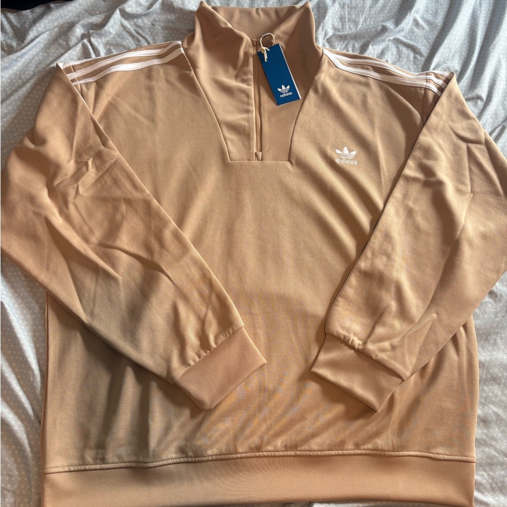 Adidas Men Originals Funnel Neck Track Top Jacket Beige IX5215 Adicolor Size XL